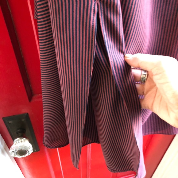 Tahari Pink and Blue Pin Striped Strapless Dress - Picture 4 of 8